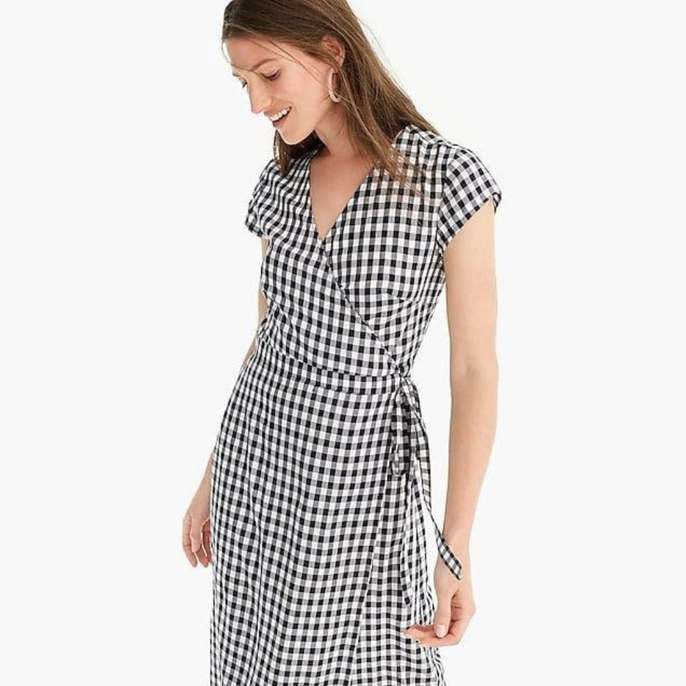 J. Crew Gingham Wrap Dress Large